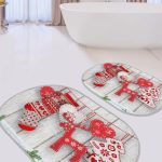 Siyah Ekose Motifli Limon Temalı 2'li Oval Kaymaz Tabanlı Banyo Paspas Takımı & Mutfak Paspas Seti Realhomes