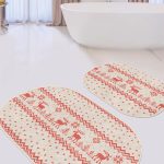 Etnik Fil Figürlü 2'li Oval Kaymaz Tabanlı Mutfak Paspas Seti & Banyo Halı Takımı Realhomes