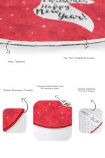 - RealHomes - Realhomes  Kırmızı Zeminli Geyik Motifli Yılbaşı Temalı 2'li Oval Kaymaz Tabanlı Banyo & Mutfak Paspas Takımı Realhomes