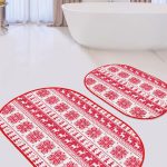 Pembe Temalı Love Tasarımlı Dijital Baskılı 2'li Oval Kaymaz Tabanlı Banyo & Mutfak Paspas Takımı Realhomes