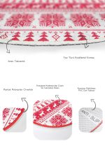 - RealHomes - Realhomes  Kırmızı Zemin Geyik Motifli Özel Tasarımlı 2'li Oval Kaymaz Tabanlı Banyo & Mutfak Paspas Takımı Realhomes