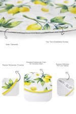 - RealHomes - Realhomes  Limon Salkımları Dijital Baskılı Özel Tasarım 2'li Oval Kaymaz Tabanlı Banyo & Mutfak Paspas Takımı Realhomes