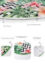 - RealHomes - Realhomes Siyah Zigzag Zemin Tropik Yaprak Gül Motifli 2'li Oval Kaymaz Tabanlı Banyo & Mutfak Paspas Takımı Realhomes