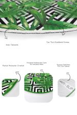 - RealHomes - Realhomes Geometrik Şekilli Zemin 3D Tropik Yaprak Motifli 2'li Oval Kaymaz Tabanlı Banyo & Mutfak Paspas Takımı Realhomes