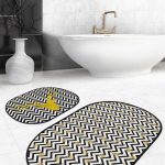 Kırmızı Gri Yılbaşı Temalı Dijital Baskılı 2'li Oval Kaymaz Tabanlı Banyo & Mutfak Paspas Takımı Realhomes