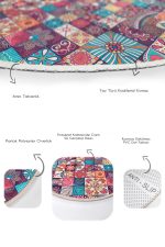 - RealHomes - Realhomes  Etnik Kareli Tasarımlı Dijital Baskılı 2'li Oval Kaymaz Tabanlı Banyo & Mutfak Paspas Takımı Realhomes