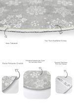 - RealHomes - Realhomes Gri Zemin Kar Taneleri Dijital Baskılı 2'li Oval Kaymaz Tabanlı Banyo & Mutfak Paspas Takımı Realhomes