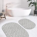Renkli Oval Çizimli Dijital Baskılı 2'li Oval Kaymaz Tabanlı Banyo & Mutfak Paspas Takımı Realhomes