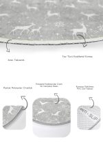 - RealHomes - Realhomes  Gri Zemin Geyik Desenli Özel Tasarım 2'li Oval Kaymaz Tabanlı Banyo & Mutfak Paspas Takımı Realhomes