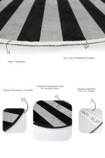 - RealHomes - Realhomes  Gri Siyah Çizgili Geyik Motifli 2'li Oval Kaymaz Tabanlı Banyo & Mutfak Paspas Takımı Realhomes