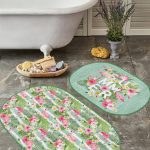 Mery Christmas Temalı Özel Tasarım 2'li Oval Kaymaz Tabanlı Banyo & Mutfak Paspas Takımı Realhomes