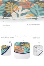 - RealHomes - Realhomes  Renkli Tropik Yapraklar Dijital Baskılı 2'li Oval Kaymaz Tabanlı Banyo & Mutfak Paspas Takımı Realhomes