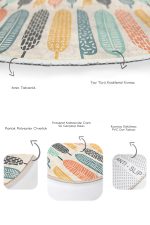 - RealHomes - Realhomes  Renkli Uzun Tropik Yapraklar Özel Tasarım 2'li Oval Kaymaz Tabanlı Banyo & Mutfak Paspas Takımı Realhomes