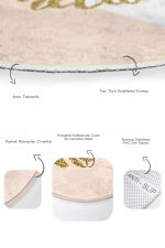 - RealHomes - Realhomes  Soft Renkli Gold Detaylı Hello Temalı 2'li Oval Kaymaz Tabanlı Banyo & Mutfak Paspas Takımı Realhomes