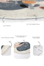 - RealHomes - Realhomes  Soyut Tasarımlı Dijital Baskılı 2'li Oval Kaymaz Tabanlı Banyo & Mutfak Paspas Takımı Realhomes