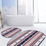 Pastel Renkli Zemin Onedraw Çizimli Dijital Baskılı 2'li Oval Kaymaz Tabanlı Banyo & Mutfak Paspas Takımı Realhomes