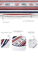 - RealHomes - Realhomes  Lacivert Bordo Denizci Temalı Dijital Baskılı 2'li Oval Kaymaz Tabanlı Banyo & Mutfak Paspas Takımı Realhomes