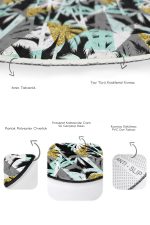 - RealHomes - Realhomes  Renkli Gold Detaylı Palmiye Ağaçları Özel Tasarım 2'li Oval Kaymaz Tabanlı Banyo & Mutfak Paspas Takımı Realhomes