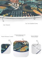 - RealHomes - Realhomes  Renkli Uzun Tropik Yaprak Dijital Baskılı 2'li Oval Kaymaz Tabanlı Banyo & Mutfak Paspas Takımı Realhomes