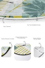 - RealHomes - Realhomes  Tropik Yaprak Dijital Baskılı Özel Tasarım 2'li Oval Kaymaz Tabanlı Banyo & Mutfak Paspas Takımı Realhomes