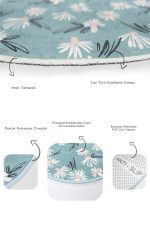 - RealHomes - Realhomes  Mavi Zemin Papatya Tasarımlı 2'li Oval Kaymaz Tabanlı Banyo & Mutfak Paspas Takımı Realhomes