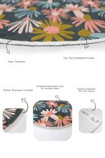 - RealHomes - Realhomes  Renkli Papatya Çiçekleri Özel Tasarımlı 2'li Oval Kaymaz Tabanlı Banyo & Mutfak Paspas Takımı Realhomes