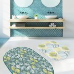 Soyut Renkli Bohem Dijital Baskılı 2'li Oval Kaymaz Tabanlı Banyo & Mutfak Paspas Takımı Realhomes