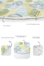 - RealHomes - Realhomes  Soft Renkli Tropik Yapraklar Özel Tasarım 2'li Oval Kaymaz Tabanlı Banyo & Mutfak Paspas Takımı Realhomes