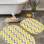 Sarı Puantiyeli Mavi Arabalı 2'li Oval Kaymaz Tabanlı Mutfak Paspas Takımı & Banyo Halı Seti Realhomes