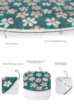 - RealHomes - Realhomes  Renkli Zemin Yaprak Motifli Dijital Baskılı 2'li Oval Kaymaz Tabanlı Banyo & Mutfak Paspas Takımı Realhomes