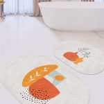 Mery Christmas Temalı Ekose Zeminli Özel Tasarım 2'li Oval Kaymaz Tabanlı Banyo & Mutfak Paspas Takımı Realhomes