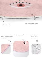 - RealHomes - Realhomes  Pembe Zemin Çiçek Detaylı Dijital Baskılı 2'li Oval Kaymaz Tabanlı Banyo & Mutfak Paspas Takımı Realhomes