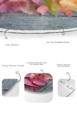 - RealHomes - Realhomes  Renkli Yapraklar Dijital Baskılı 2'li Oval Kaymaz Tabanlı Banyo & Mutfak Paspas Takımı Realhomes