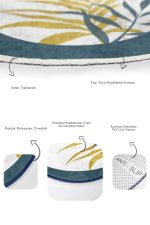 - RealHomes - Realhomes  Beyaz Zeminde Renkli Yaprak Desenli Dijital Baskılı 2'li Oval Kaymaz Tabanlı Banyo & Mutfak Paspas Takımı Realhomes