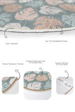 - RealHomes - Realhomes  Soyut Renkli Tropik Yapraklar Özel Tasarım 2'li Oval Kaymaz Tabanlı Banyo & Mutfak Paspas Takımı Realhomes