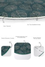 - RealHomes - Realhomes  Yeşil Zemin Tropik Yaprak Çizimli Dijital Baskılı 2'li Oval Kaymaz Tabanlı Banyo & Mutfak Paspas Takımı Realhomes