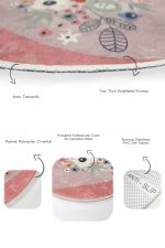 - RealHomes - Realhomes  Soyut Renkli Zemin Çiçek Motifli 2'li Oval Kaymaz Tabanlı Banyo & Mutfak Paspas Takımı Realhomes