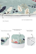 - RealHomes - Realhomes  Yeşil Zemin Gül Tasarımlı Dijital Baskılı 2'li Oval Kaymaz Tabanlı Banyo & Mutfak Paspas Takımı Realhomes