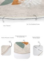 - RealHomes - Realhomes  Pastel Renkli Yaprak Desenli Özel Tasarım 2'li Oval Kaymaz Tabanlı Banyo & Mutfak Paspas Takımı Realhomes