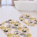 Mavi Zemin Pembe Ortanca Çiçeği Dijital Baskılı 2'li Oval Kaymaz Tabanlı Banyo & Mutfak Paspas Takımı Realhomes