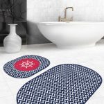 Onedraw Minimal Tasarımlı Dijital Baskılı 2'li Oval Kaymaz Tabanlı Banyo & Mutfak Paspas Takımı Realhomes
