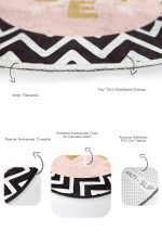 - RealHomes - Realhomes  Zigzag Zemin Love Motifli Dijital Baskılı 2'li Oval Kaymaz Tabanlı Banyo & Mutfak Paspas Takımı Realhomes