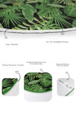 - RealHomes - Realhomes  Siyah Zemin Yeşil Tropik Yapraklar Özel Tasarım 2'li Oval Kaymaz Tabanlı Banyo & Mutfak Paspas Takımı Realhomes