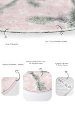 - RealHomes - Realhomes  Pembe Zemin Çam Yaprakları Kar Taneleri 2'li Oval Kaymaz Tabanlı Banyo & Mutfak Paspas Takımı Realhomes