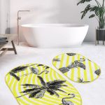 Kırmızı Ekose Tasarımlı Yılbaşı Temalı 2'li Oval Banyo Halısı & Mutfak Paspas Takımı Realhomes