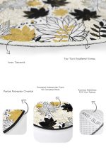 - RealHomes - Realhomes  Gold Detaylı Sonbahar Yaprakları Özel Tasarımlı 2'li Oval Kaymaz Tabanlı Banyo & Mutfak Paspas Takımı Realhomes