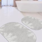 Mavi Zemin Ortanca Çiçekleri Dijital Baskılı 2'li Oval Kaymaz Tabanlı Banyo & Mutfak Paspas Takımı Realhomes