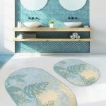 Pembe Gri Zigzag Motifli 2'li Oval Kaymaz Tabanlı Banyo & Mutfak Paspas Takımı Realhomes