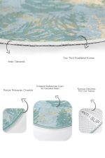 - RealHomes - Realhomes  Renkli Zemin Gold Mermer Detaylı Çam Tasarımlı 2'li Oval Kaymaz Tabanlı Banyo & Mutfak Paspas Takımı Realhomes