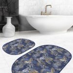 Love Tasarımlı Yılbaşı Temalı Özel Tasarım 2'li Oval Kaymaz Tabanlı Banyo & Mutfak Paspas Takımı Realhomes